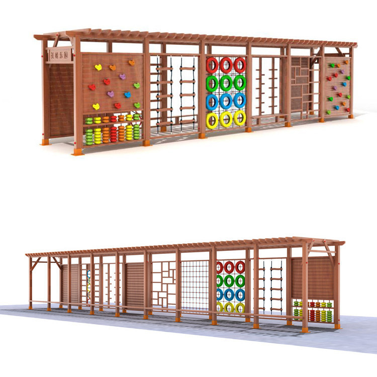 Kids Outdoor Climbing Frame - Drewniany zestaw do wspinaczki na zewnątrz,